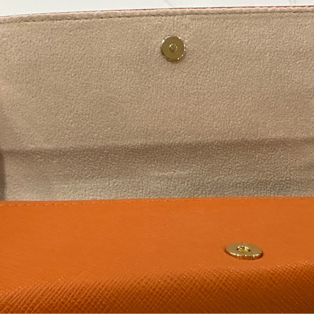 Tory Burch Orange Leather glasses case - Picture 9 of 10